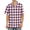 Burgundy And White Check Pattern Print Aloha Shirt