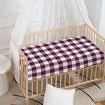 Burgundy And White Check Pattern Print Baby Crib Sheet