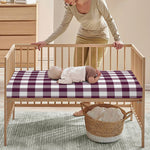 Burgundy And White Check Pattern Print Baby Crib Sheet