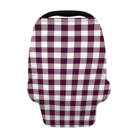 Burgundy And White Check Pattern Print Baby Seat Cover