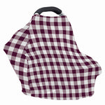 Burgundy And White Check Pattern Print Baby Seat Cover