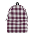 Burgundy And White Check Pattern Print School Backpack