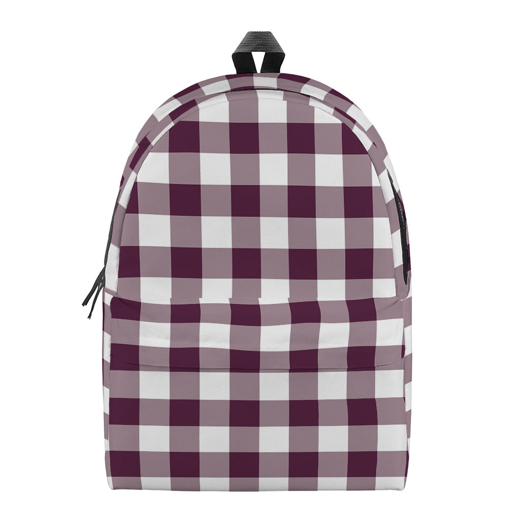 Burgundy And White Check Pattern Print Backpack