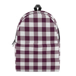 Burgundy And White Check Pattern Print Backpack