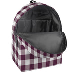 Burgundy And White Check Pattern Print Backpack