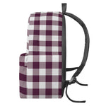 Burgundy And White Check Pattern Print Backpack