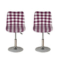 Burgundy And White Check Pattern Print Bar Stool Covers