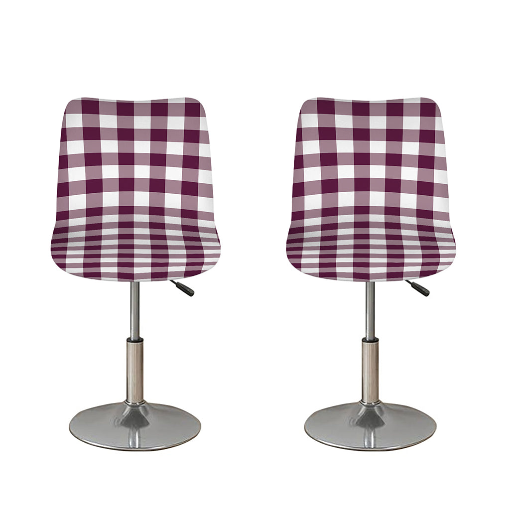 Burgundy And White Check Pattern Print Bar Stool Covers