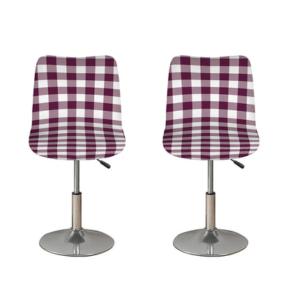 Burgundy And White Check Pattern Print Bar Stool Covers