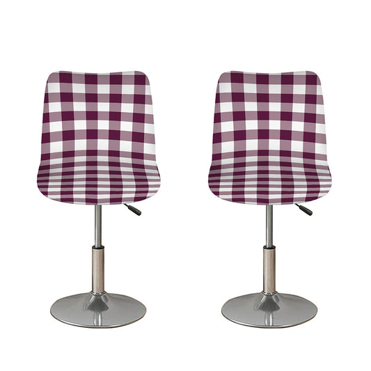 Burgundy And White Check Pattern Print Bar Stool Covers