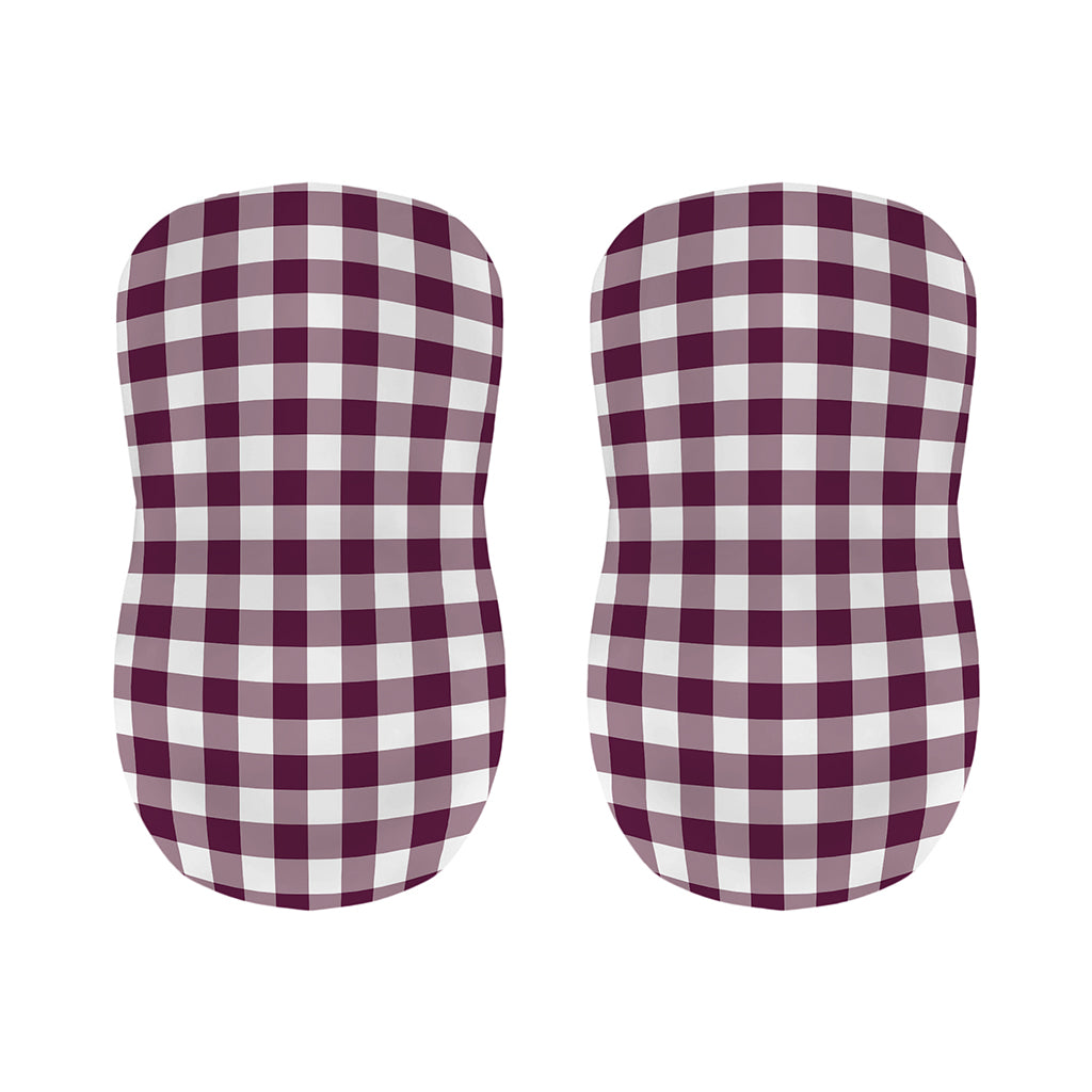 Burgundy And White Check Pattern Print Bar Stool Covers