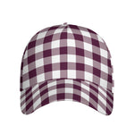 Burgundy And White Check Pattern Print Baseball Cap