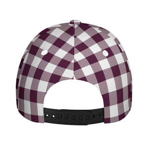 Burgundy And White Check Pattern Print Baseball Cap