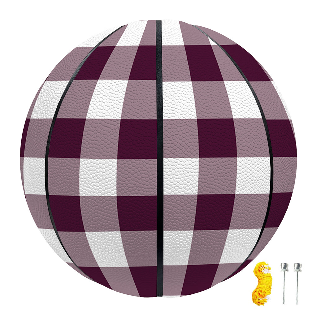 Burgundy And White Check Pattern Print Basketball