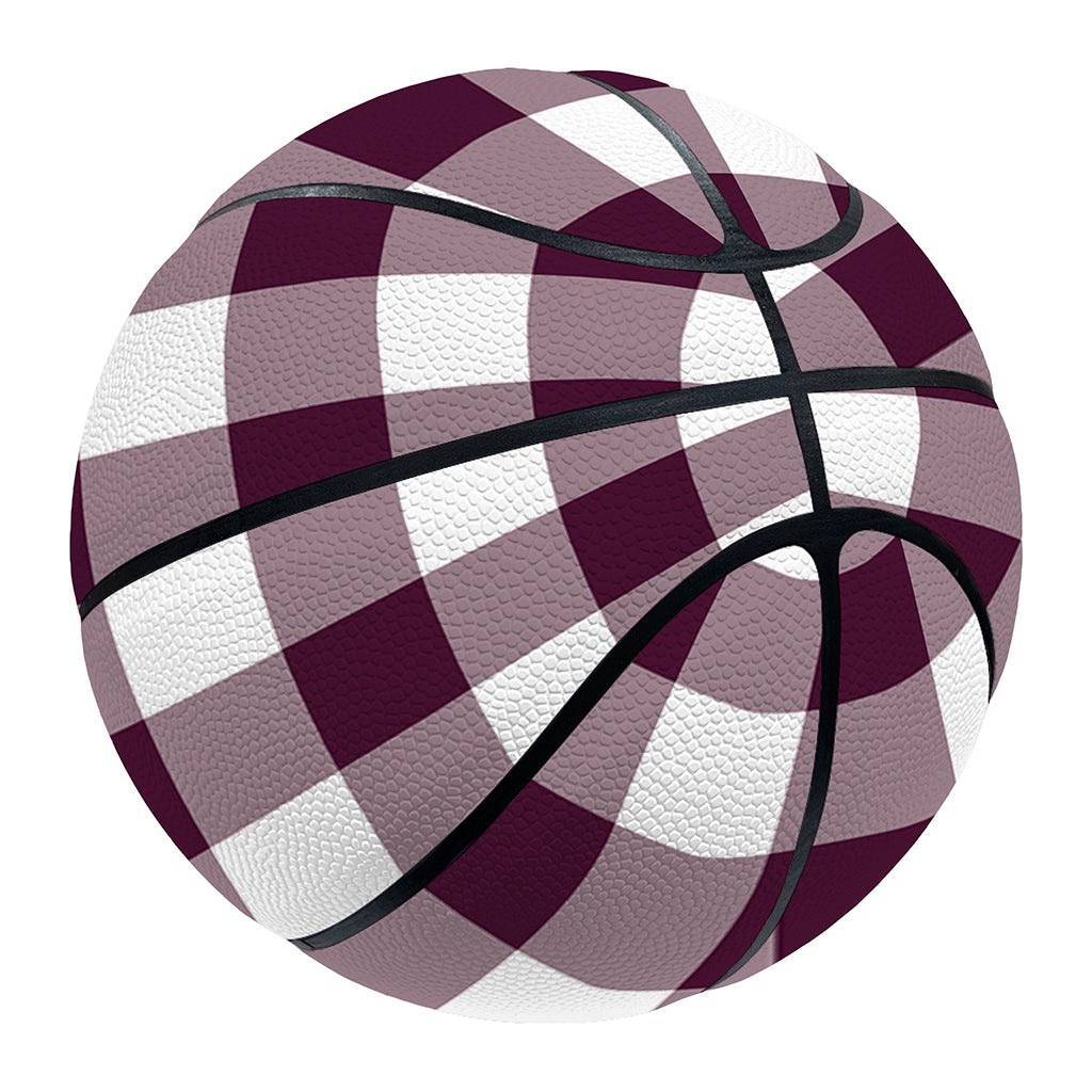 Burgundy And White Check Pattern Print Basketball