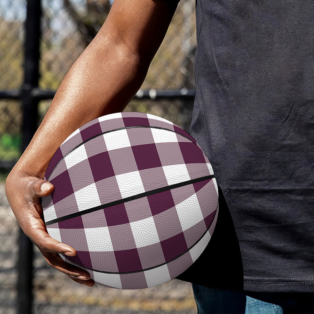 Burgundy And White Check Pattern Print Basketball