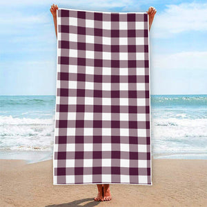 Burgundy And White Check Pattern Print Beach Towel