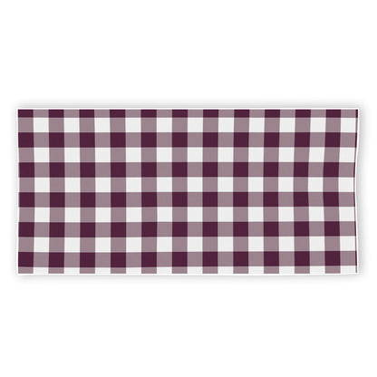 Burgundy And White Check Pattern Print Beach Towel