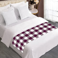 Burgundy And White Check Pattern Print Bed Runner