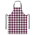 Burgundy And White Check Pattern Print Bib Apron With Pocket