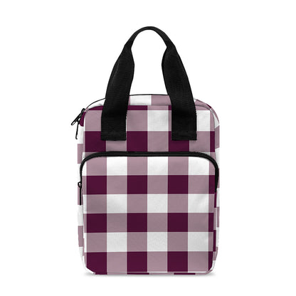 Burgundy And White Check Pattern Print Bible Tote Bag