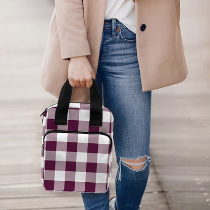 Burgundy And White Check Pattern Print Bible Tote Bag