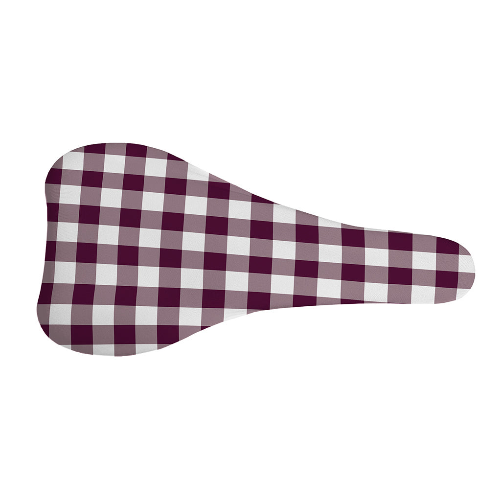 Burgundy And White Check Pattern Print Bicycle Seat Cover