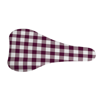 Burgundy And White Check Pattern Print Bicycle Seat Cover