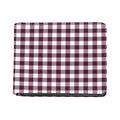 Burgundy And White Check Pattern Print Bifold Wallet