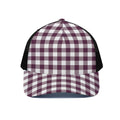 Burgundy And White Check Pattern Print Black Mesh Trucker Hat