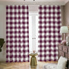 Burgundy And White Check Pattern Print Blackout Pencil Pleat Curtains