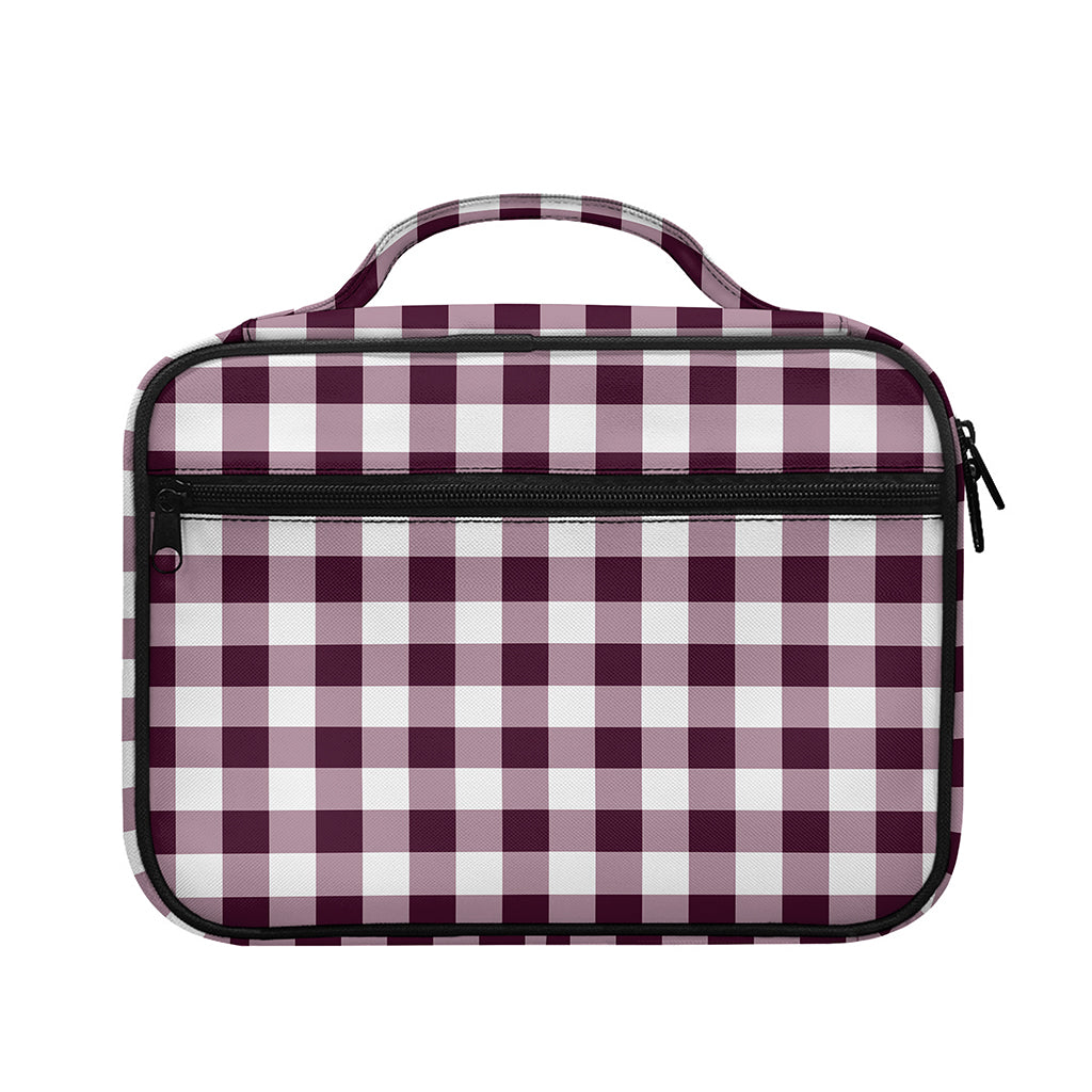 Burgundy And White Check Pattern Print Briefcase Bible Bag