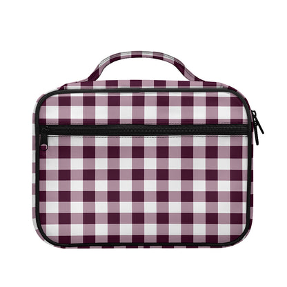 Burgundy And White Check Pattern Print Briefcase Bible Bag