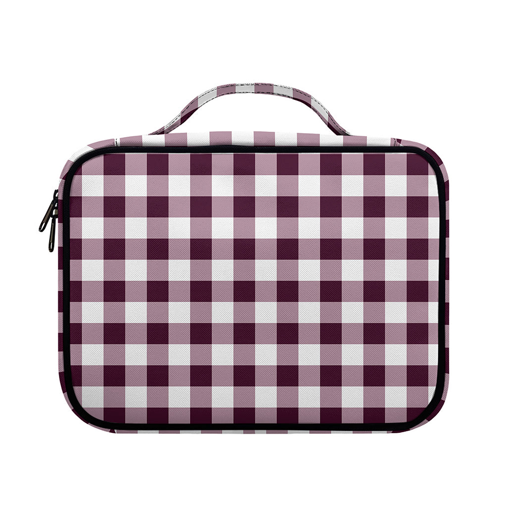 Burgundy And White Check Pattern Print Briefcase Bible Bag