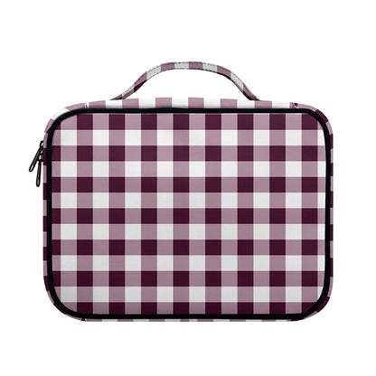 Burgundy And White Check Pattern Print Briefcase Bible Bag