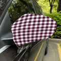 Burgundy And White Check Pattern Print Car Side Mirror Covers