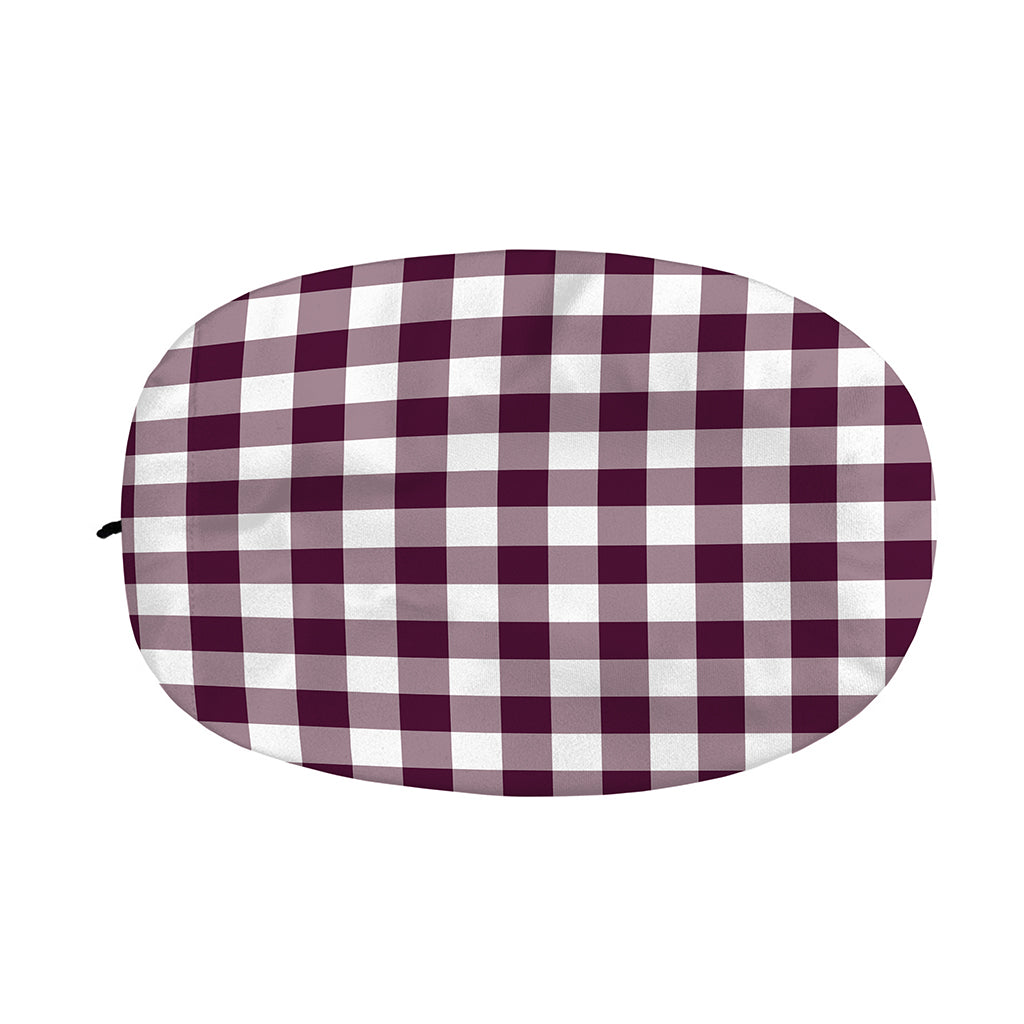 Burgundy And White Check Pattern Print Car Side Mirror Covers