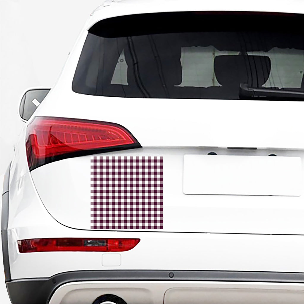 Burgundy And White Check Pattern Print Car Sticker