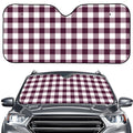 Burgundy And White Check Pattern Print Car Windshield Sun Shade