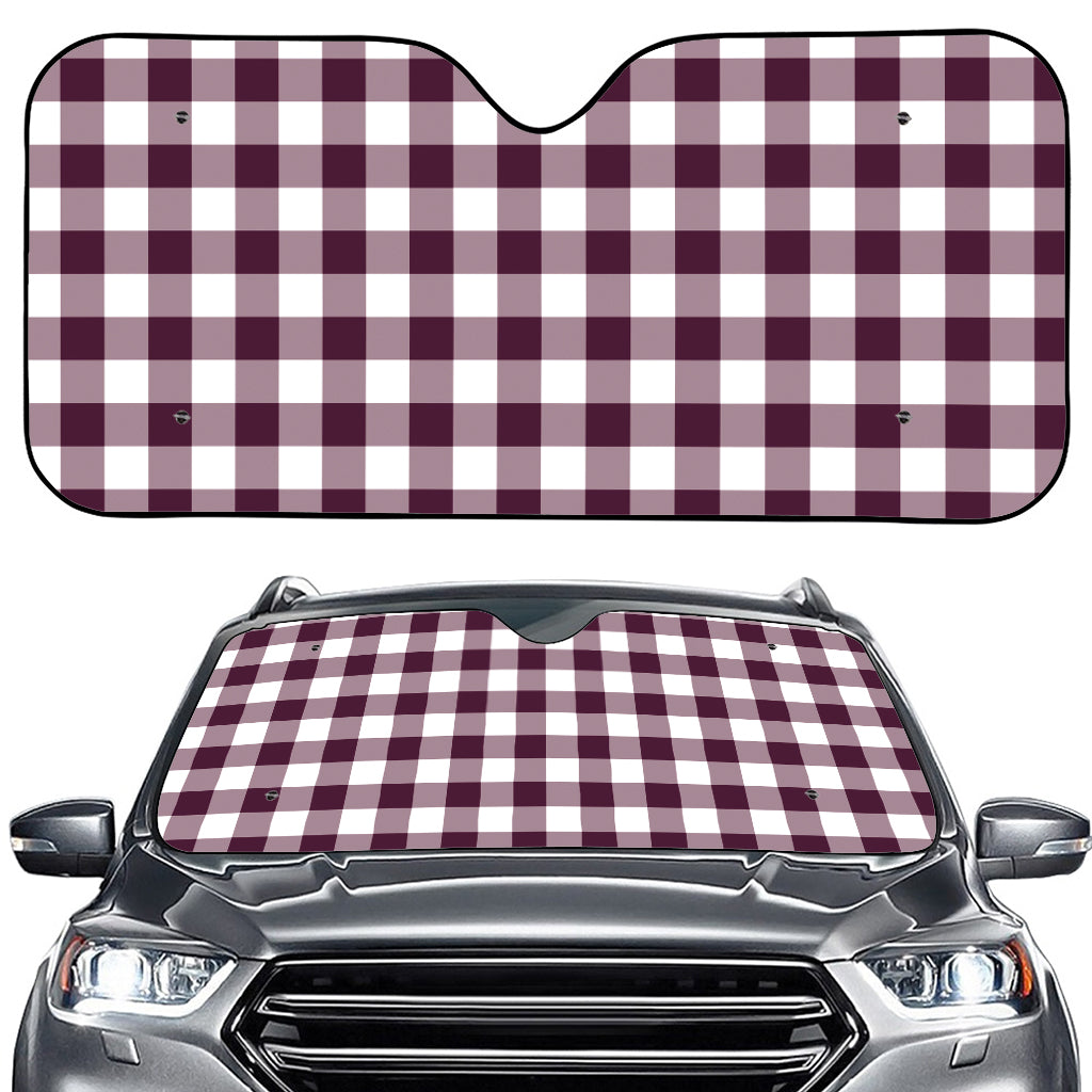 Burgundy And White Check Pattern Print Car Windshield Sun Shade