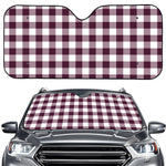 Burgundy And White Check Pattern Print Car Windshield Sun Shade