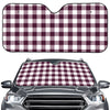 Burgundy And White Check Pattern Print Car Windshield Sun Shade