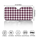 Burgundy And White Check Pattern Print Car Windshield Sun Shade