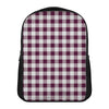 Burgundy And White Check Pattern Print Casual Backpack