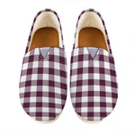 Burgundy And White Check Pattern Print Casual Shoes