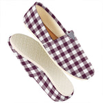 Burgundy And White Check Pattern Print Casual Shoes