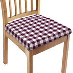 Burgundy And White Check Pattern Print Chair Cushion Cover