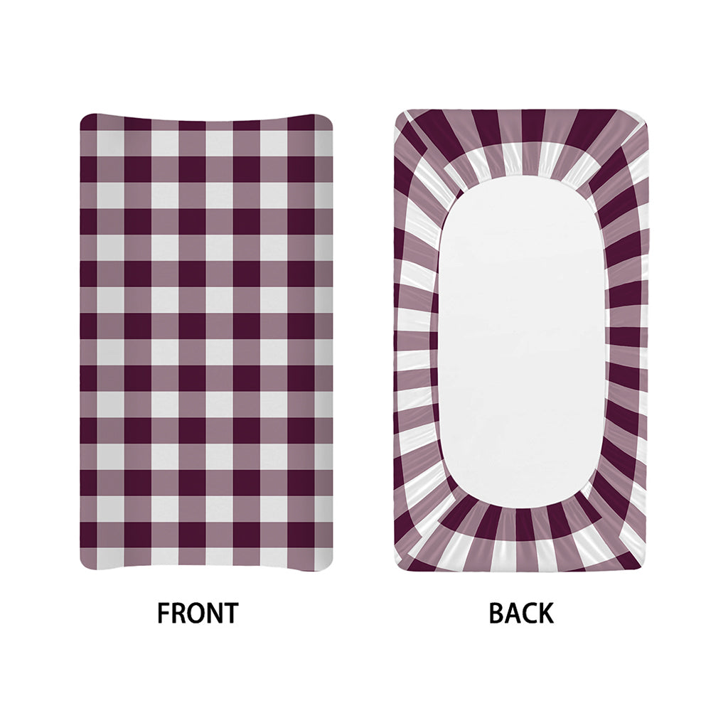 Burgundy And White Check Pattern Print Changing Pad Cover