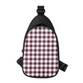 Burgundy And White Check Pattern Print Sling Bag