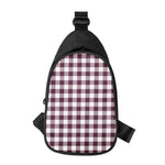 Burgundy And White Check Pattern Print Chest Bag